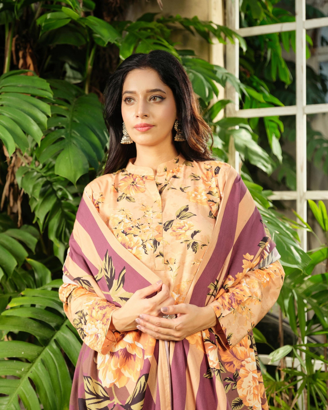 iT Fabric Store Peachy-Beige Digital Premium Linen 3 Piece Suit