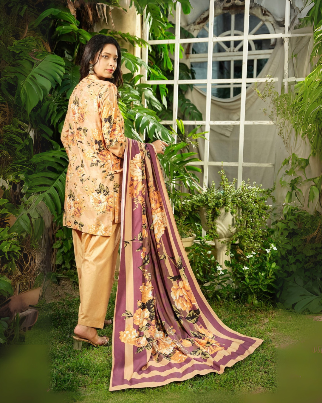 iT Fabric Store Peachy-Beige Digital Premium Linen 3 Piece Suit