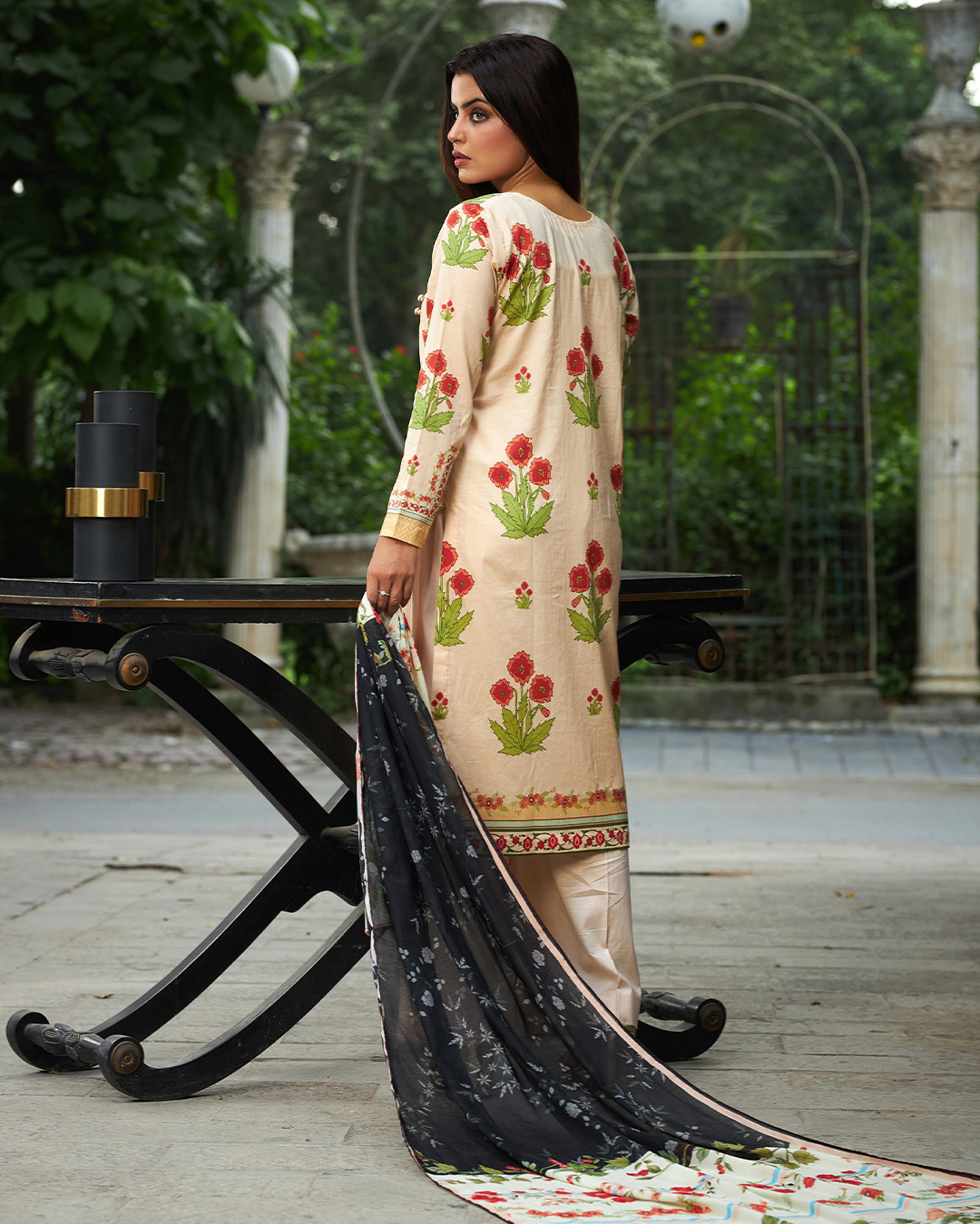 iT Fabric Store Beige Digital Premium Cotton 3 Piece Suit