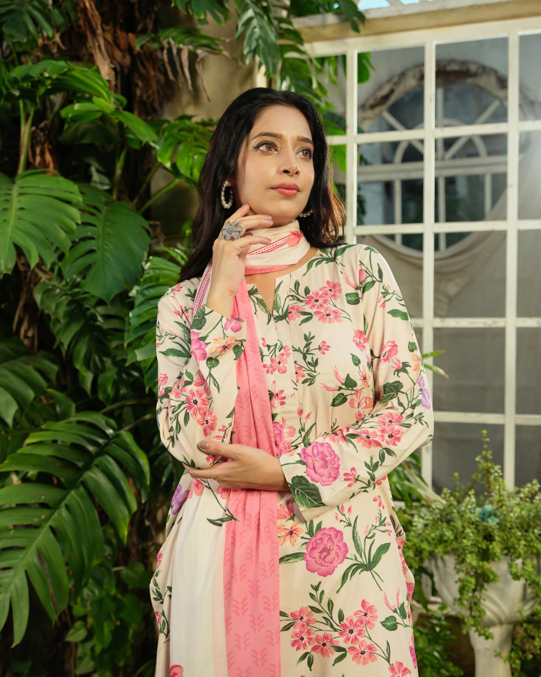 iT Fabric Store Off-White Digital Premium Linen 3 Piece Suit