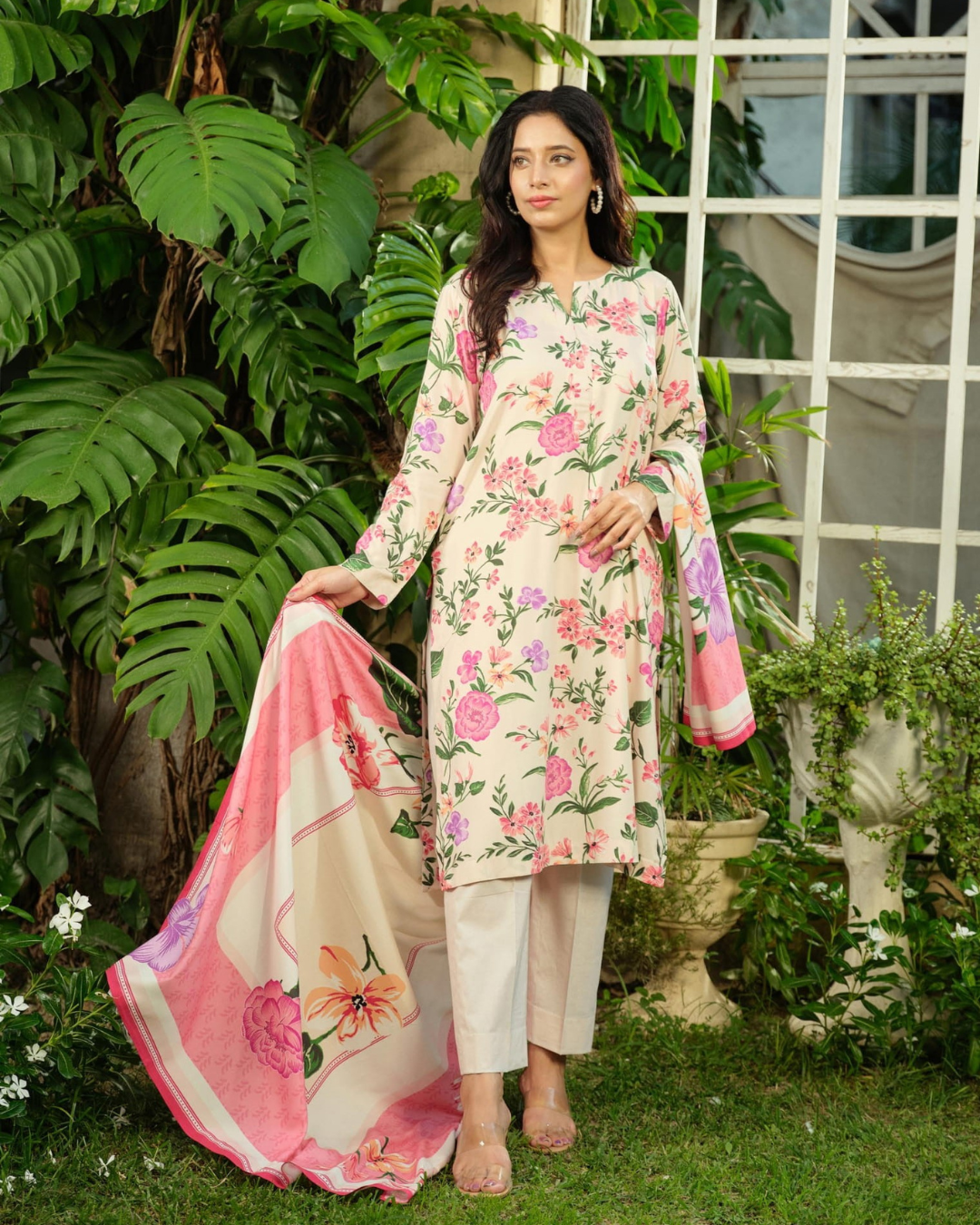 iT Fabric Store Off-White Digital Premium Linen 3 Piece Suit