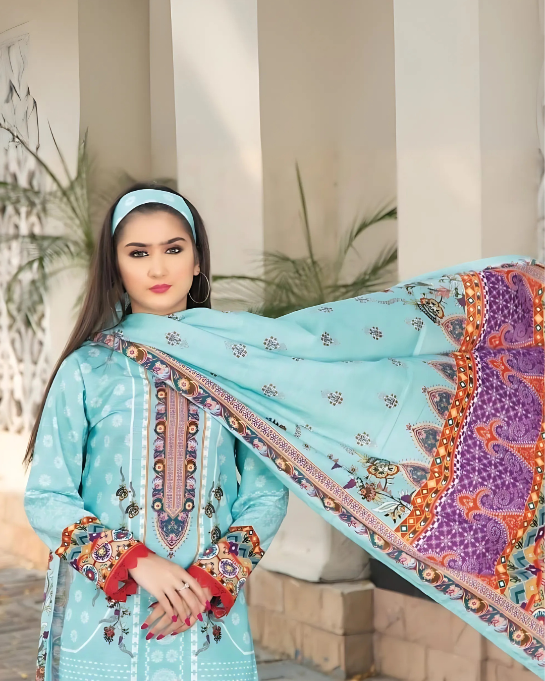 iT Fabric Store Ocean Zink Digital Printed Premium Khaddar 3-Piece Suit