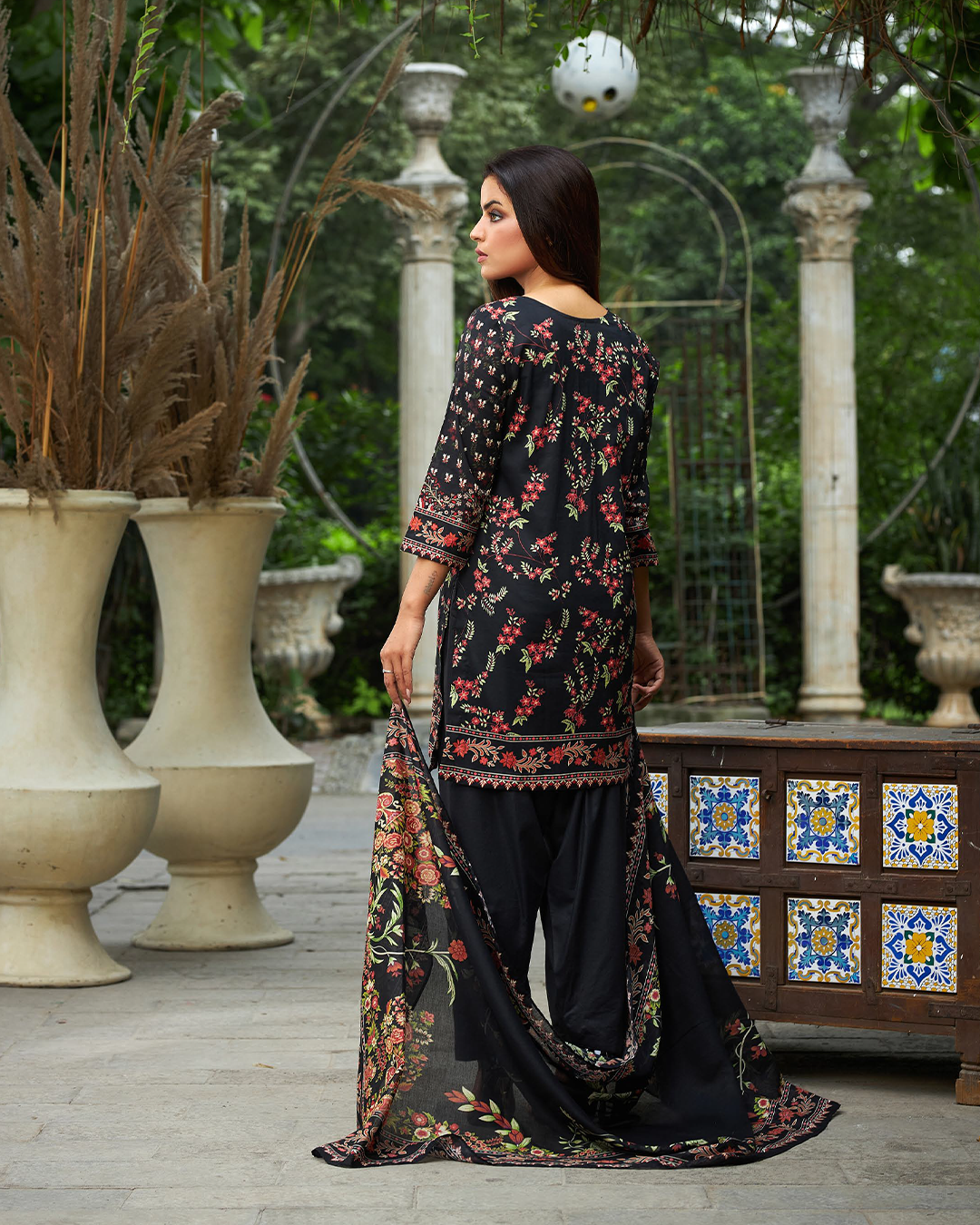 iT Fabric Store Black Digital Premium Cotton 3 Piece Suit