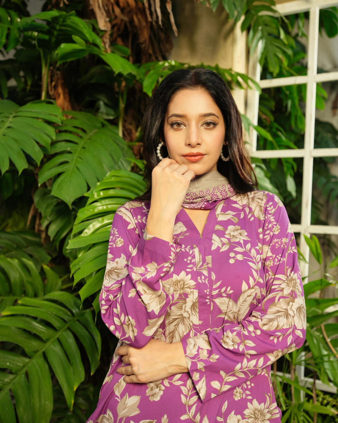 iT Fabric Store Purple Digital Premium Linen 3 Piece Suit