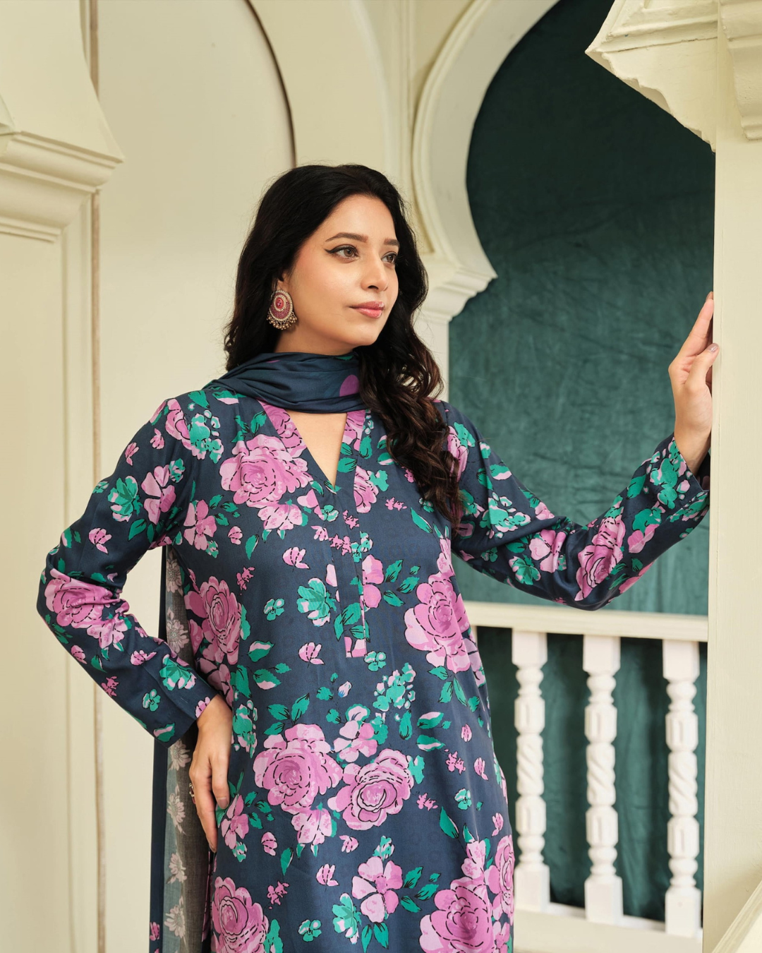 iT Fabric Store Navy Blue Digital Premium Linen 3 Piece Suit