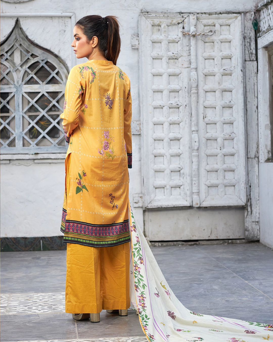 iT Fabric Store Yellow Digital Premium Cotton 3 Piece Suit