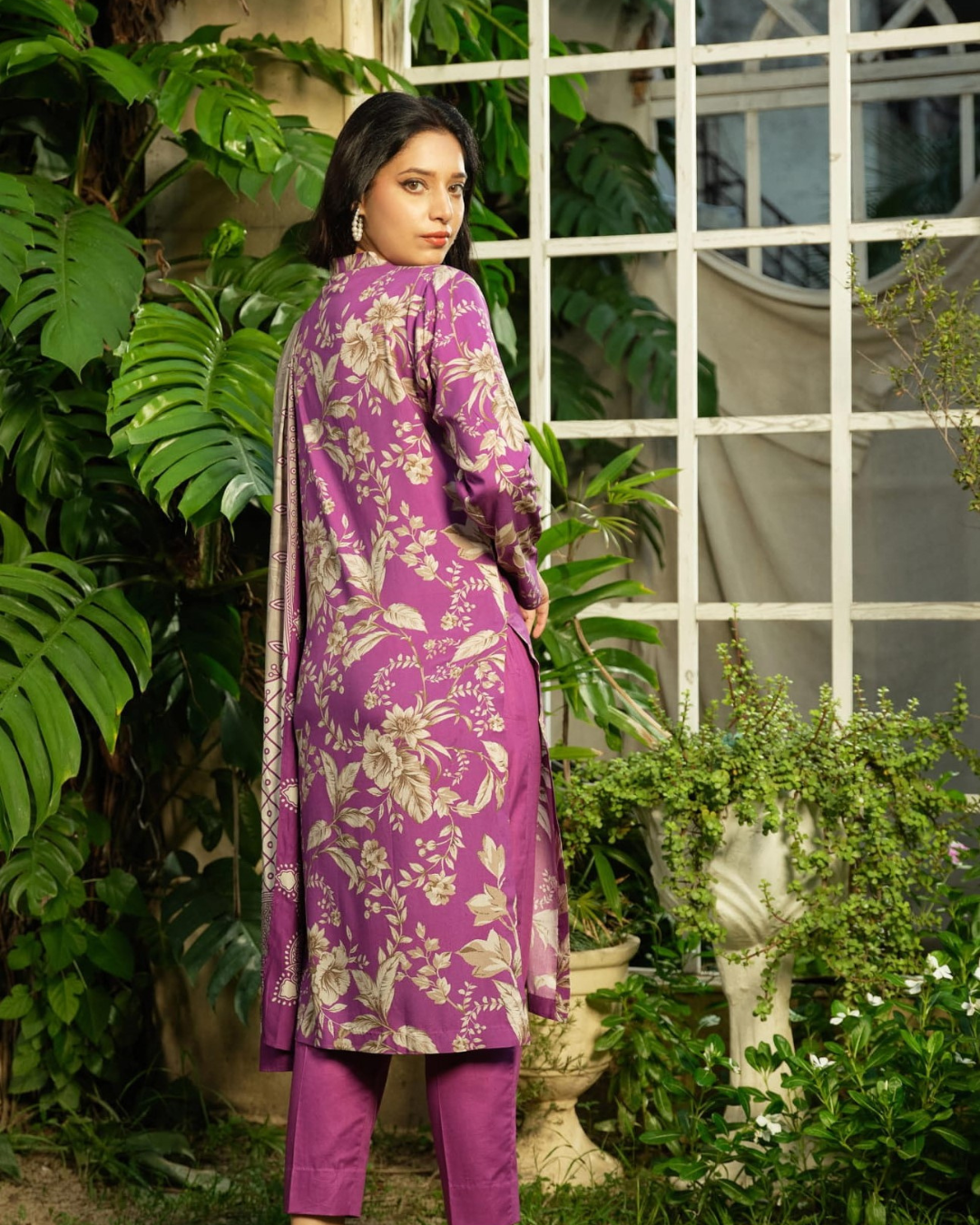 iT Fabric Store Purple Digital Premium Linen 3 Piece Suit