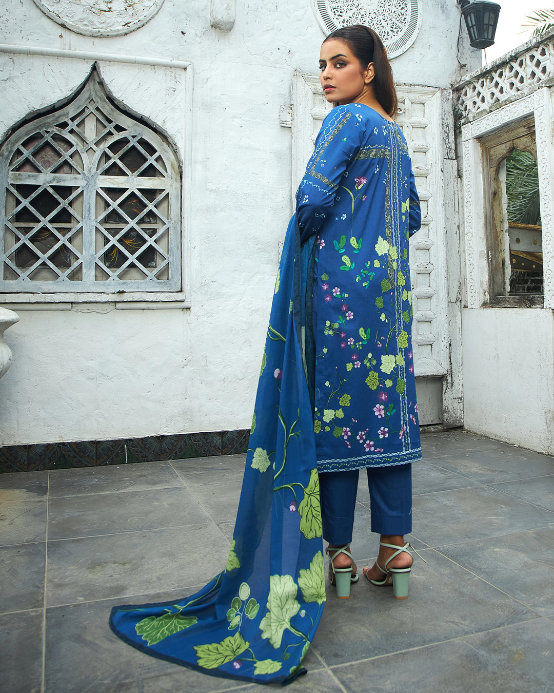 iT Fabric Store Light Blue Digital Premium Cotton 3 Piece Suit