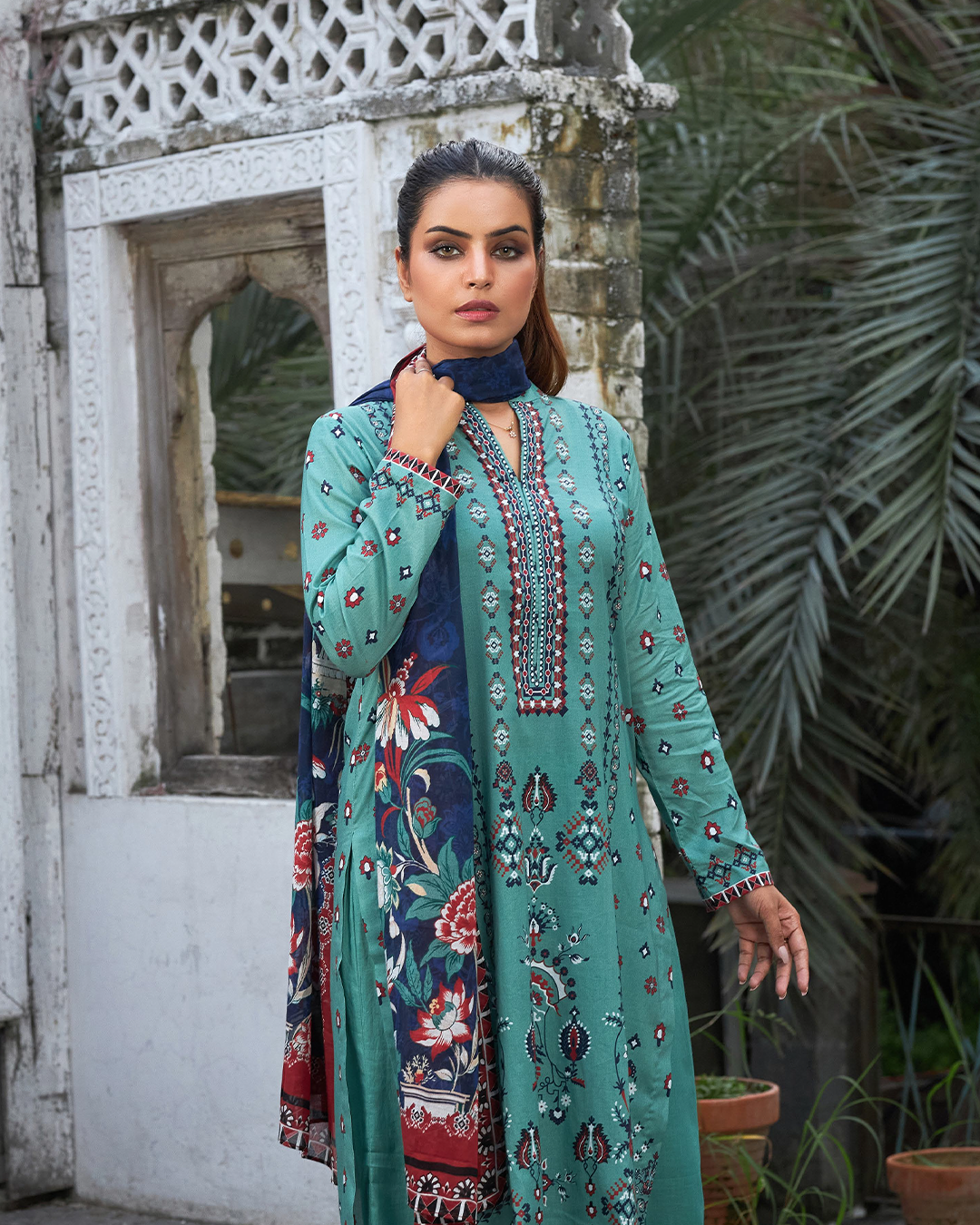 iT Fabric Store Ocean Zink Digital Premium Cotton 3 Piece Suit