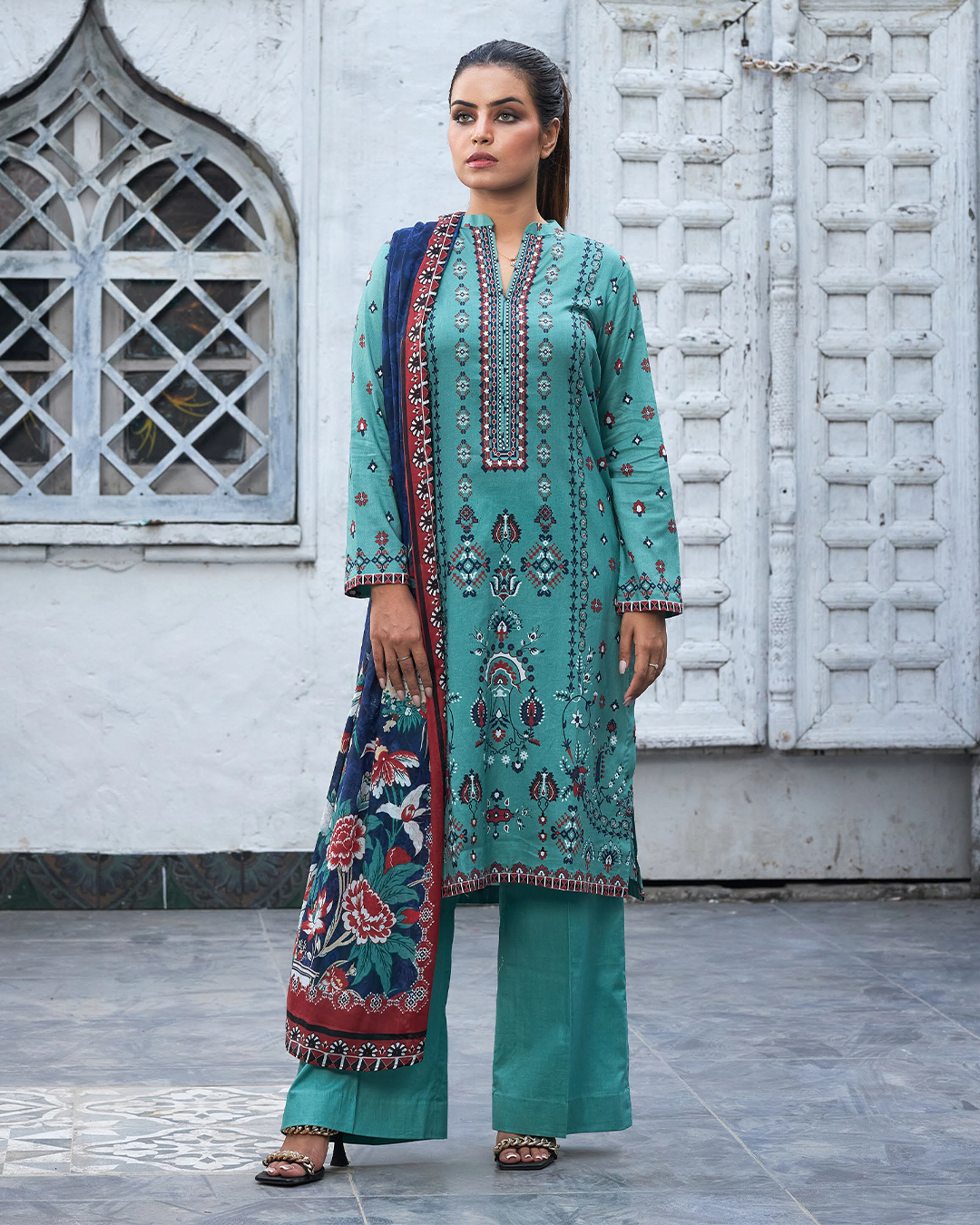 iT Fabric Store Ocean Zink Digital Premium Cotton 3 Piece Suit