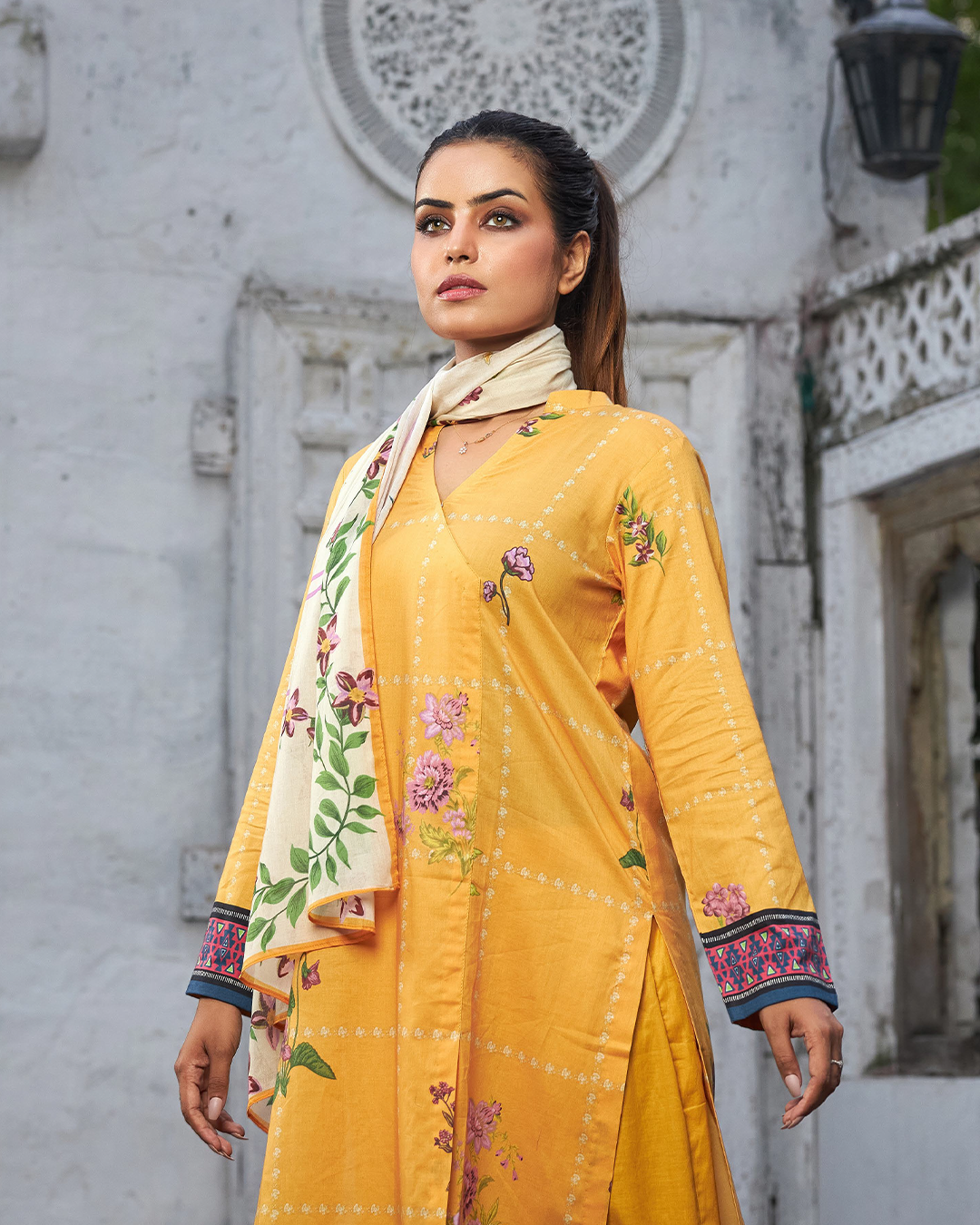 iT Fabric Store Yellow Digital Premium Cotton 3 Piece Suit