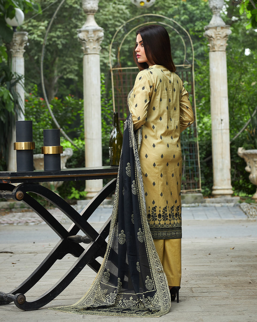 iT Fabric Store Mustard Yellow Digital Premium Cotton 3 Piece Suit